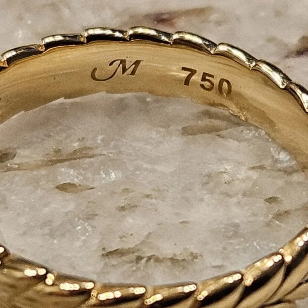 NEW MONICA RICH KOSANN BREATHE LEAF POESY STACKABLE 18K YELLOW GOLD RING 3